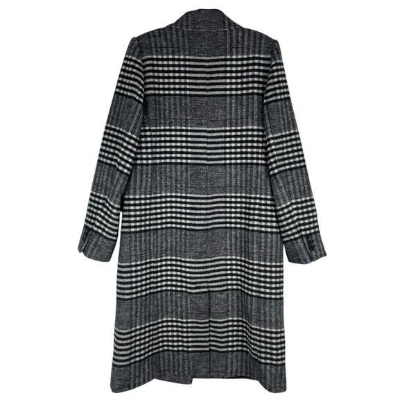 Ann Taylor LOFT Plaid Wool Double Breasted Coat Black White Size M - Picture 7 of 12